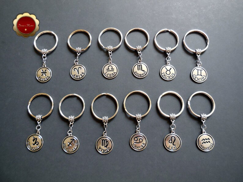 Horoscope Keychains Charm Key Rings Zodiac Charms Etsy