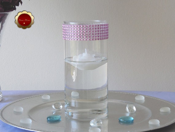 Pink Rhinestone Cylinder Vases Wedding Centerpieces Bling Etsy