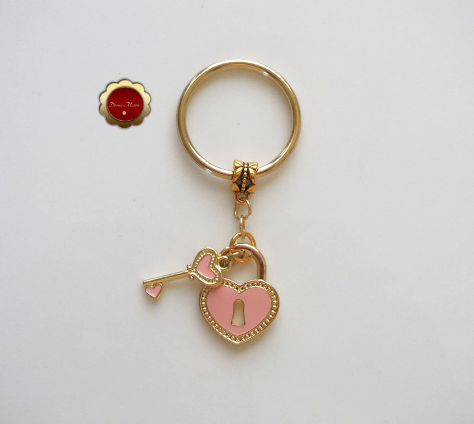 Pink Enamel Gold Lock & Key Keychain Silver Key Ring Two | Etsy