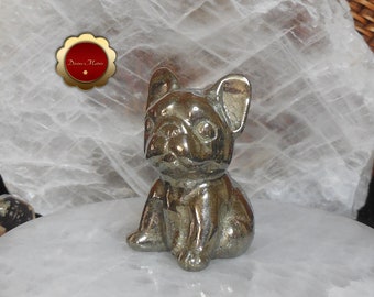 Pyrite French Bulldog, Carved Pyrite Frenchie