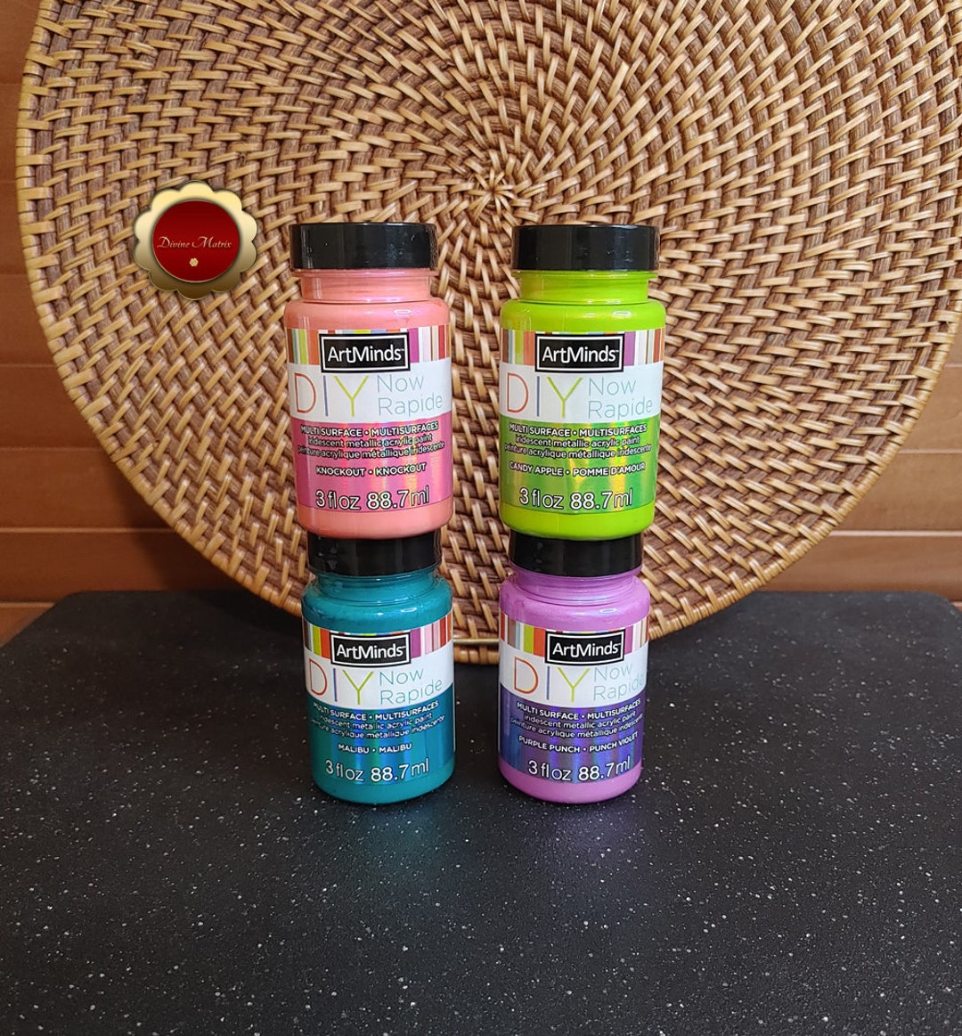 DIY Now Rapide Iridescent Metallic Acrylic Paint Artminds Malibu Purple Punch Knockout and Candy Apple 3 Oz Etsy UK
