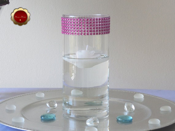 10 Hot Pink Rhinestone Cylinder Vases Wedding Centerpieces Etsy