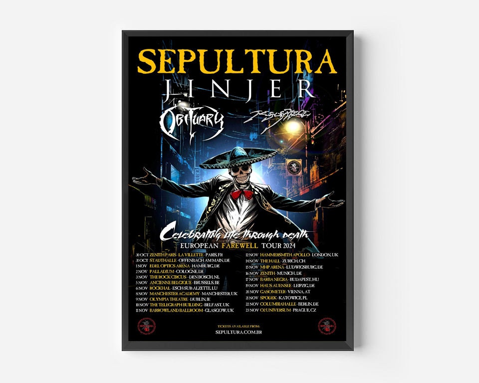 Sepultura 40 Years Farewell Tour Celebrating Life Through Death European Farewell Tour 2024 poster