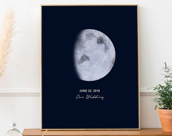 Personalized Moon Phase Digital Print , Moon Phase Wall Art, Housewarming Gift, Wedding Gift for Couple, Birthday Gift