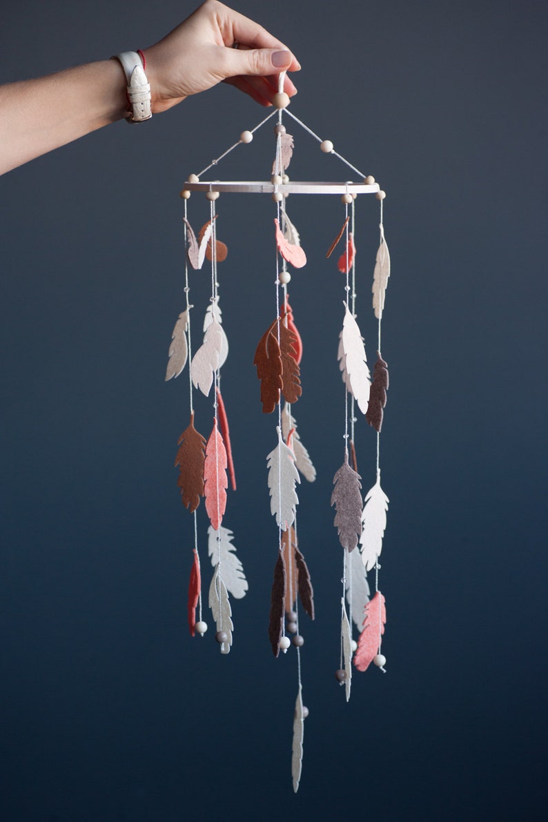 Feather Baby Mobile Dream Catcher Feather Nursery Decor Etsy