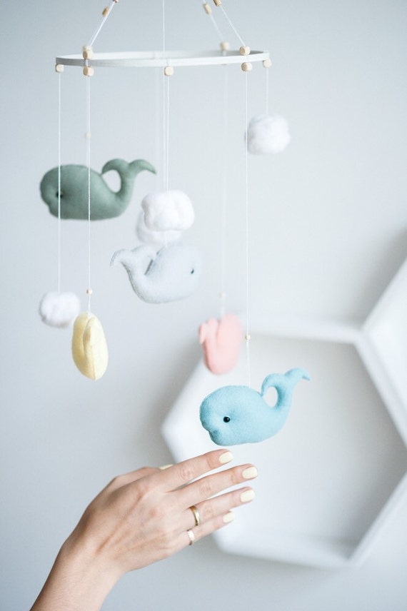 Whale Baby Mobile Nautical Mobile Crib Mobile Bebe Nautical Etsy