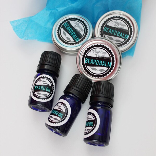 Father's Day Gift Set, Three 5ml Beard Oils and Three 1/2 oz Beard Balms