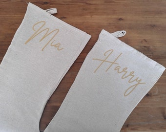 Personalised Christmas Linen Stocking