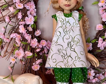 Easter pinafore, top and bloomers for the 18-20” Connie Lowe doll such as Stella
