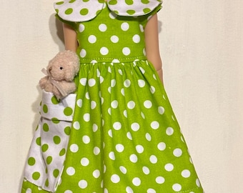 Polka dot dress, socks and bow for the 16” Connie Lowe doll