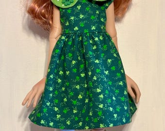 St Patrick’s day dress and socks for the 16” Connie Lowe doll