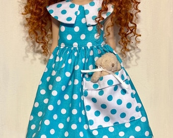 Polka dot dress, socks and bow for the 16” Connie Lowe doll