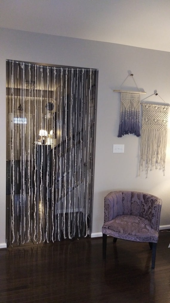 75 Shades Of Grey Beaded Boho Room Divider