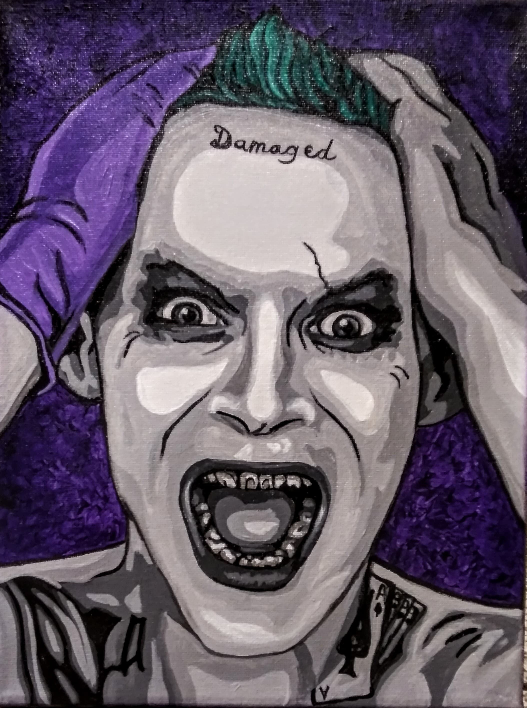 Jared Leto The Joker Acrylic Fan Art On Canvas Etsy Hong Kong