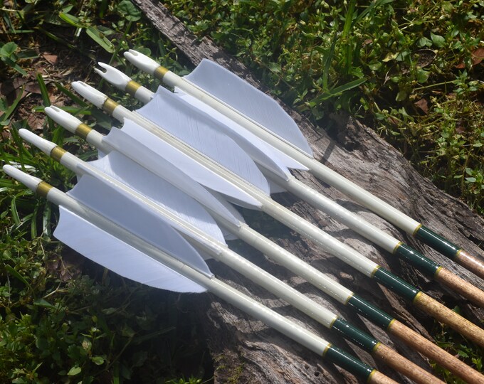 Archery Arrows Traditional Wood Arrows With White Dip and Etsy