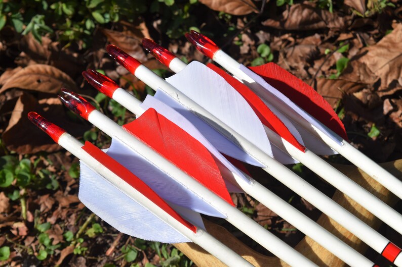 Archery arrows wood arrows Red and white arrows Etsy