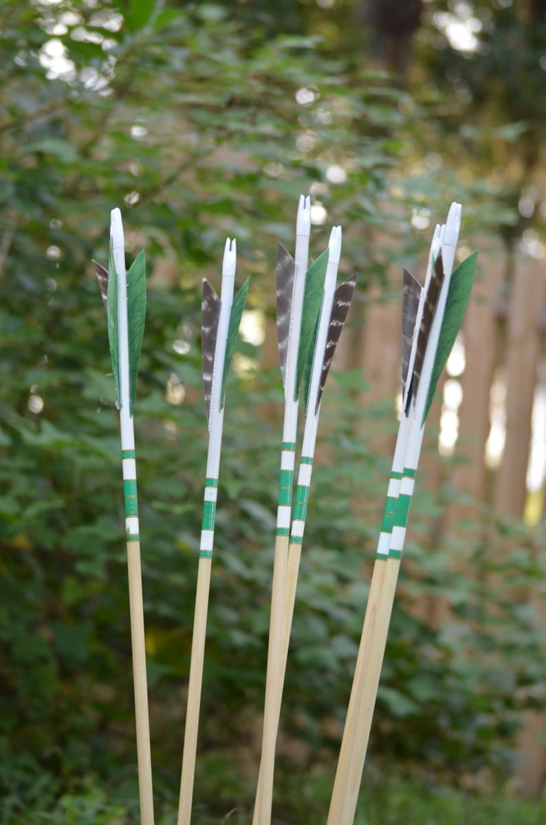 Archery Arrows Junior Archers Poplar Shafts Set of 6 Green Etsy