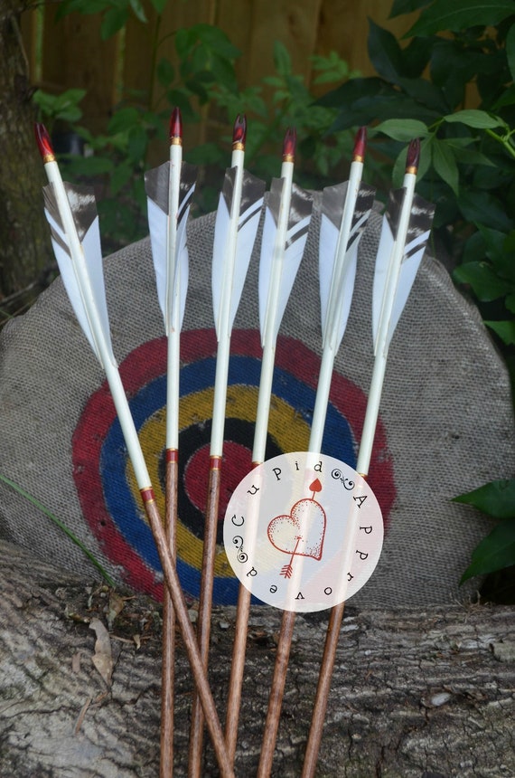 Archery Arrows wood archery arrows set of 6 white dipped Etsy