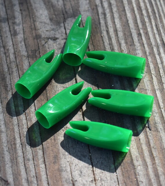 Arrow Nocks, 5/16 green plastic glue-on nocks set of 6, arrowmaking supplies