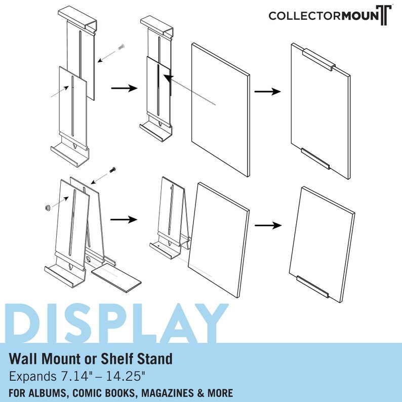 ComicMount™ Comic Book Frame Display System Invisible and Adjustable Wall Mount or Shelf Stand. image 2
