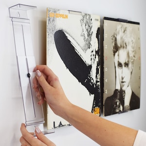 AlbumMount™ Record Album Frame Display - Invisible and Adjustable Wall Mount or Shelf Stand.