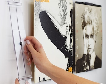 AlbumMount™ Record Album Frame Display - Invisible and Adjustable Wall Mount or Shelf Stand.