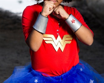 Wonder woman tutu tulle skirt w/tiara and bracers