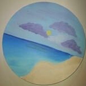 Beach day and night paintings day