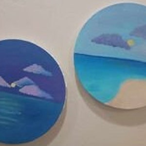 Beach day and night paintings image 3