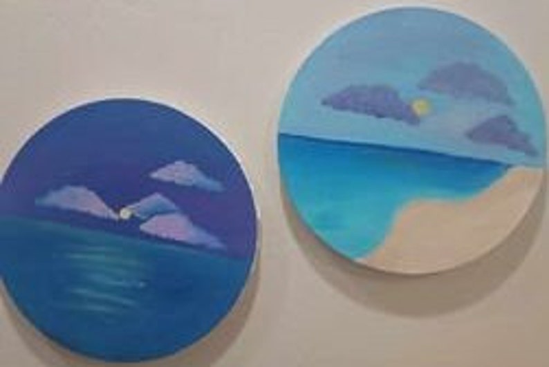 Beach day and night paintings image 3