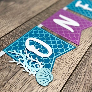 Mermaid Banner Bunting SVG Template, DIY Mermaid Birthday Banner svg, Oneder the Sea Banner svg, Digital Download