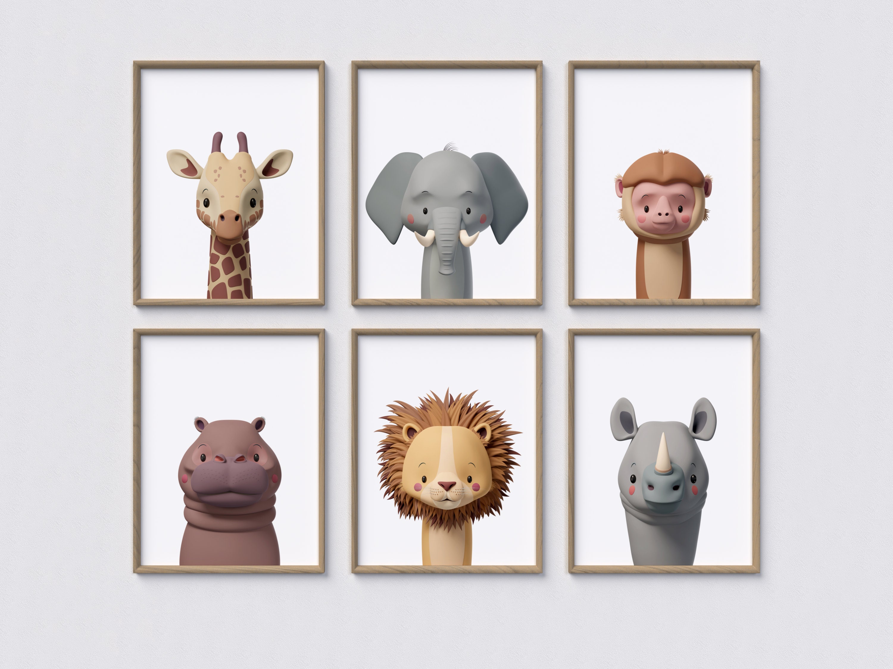 Safari Animal Nursery Set I Print Set of 6 Printable Nursery Etsy
