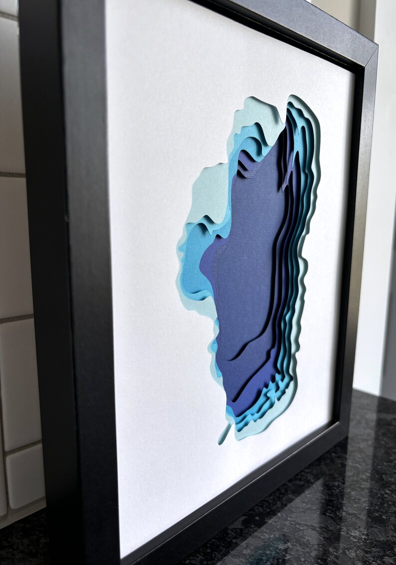 Lake Tahoe Depth Map 3D Shadow Box SVG, Lake Tahoe Shadow Box, Lake