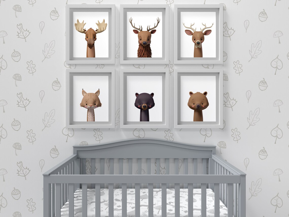 Woodland Animal Nursery Set III Print Set of 6 Printable Etsy
