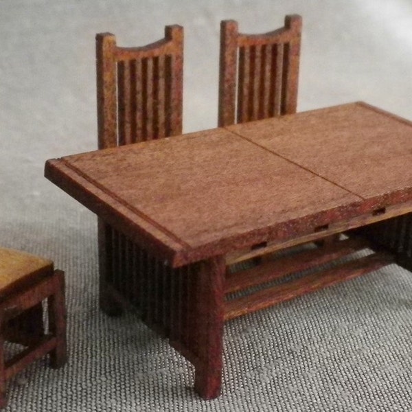 Stickley Style Dining Room Table and 4 Chairs Kit - Quarter Scale Kit