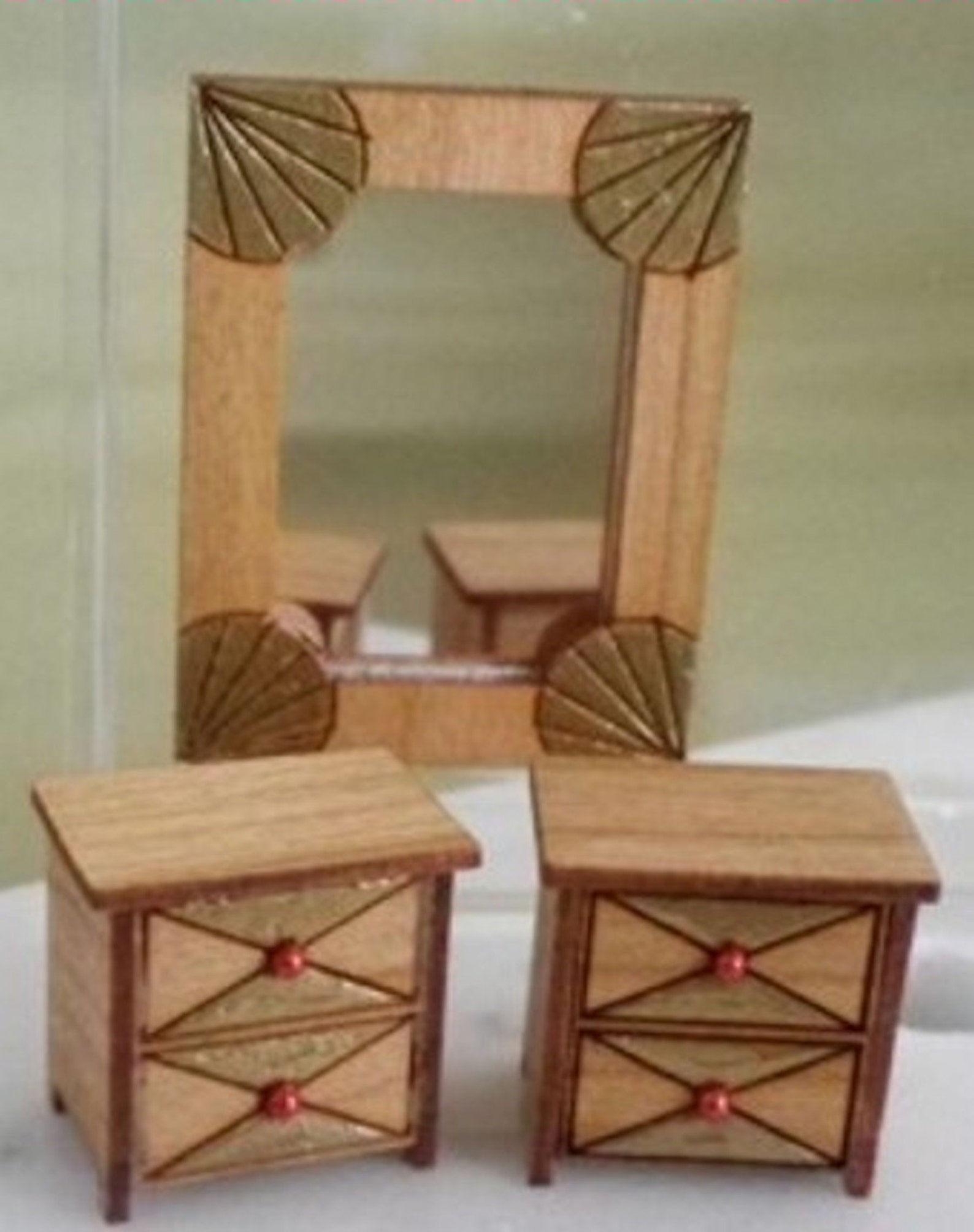 Art Deco Nightstands and Wall Mirror Kit Quarter Scale Etsy