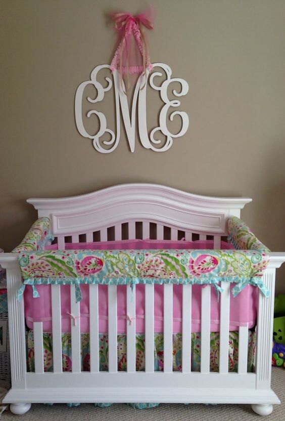 Nursery Decor Wooden Monogram Wall Hanging Wall Decor Vine Etsy