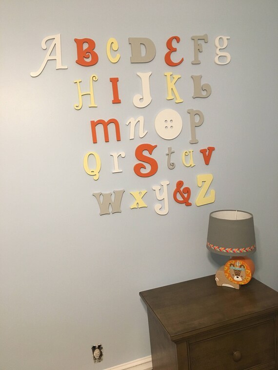 Wooden Alphabet Letters Set, PAINTED, Wall Hanging, Nursery Decor, Alphabet  Wall, ABC Wall 