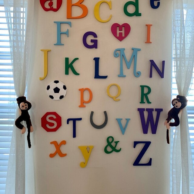 PAINTED Wooden Alphabet Letters, Wooden Wall Hanging Letters, Nursery Wall  Decor, Nursery Wall Art Wooden Letters, ABC Alphabet Wall 