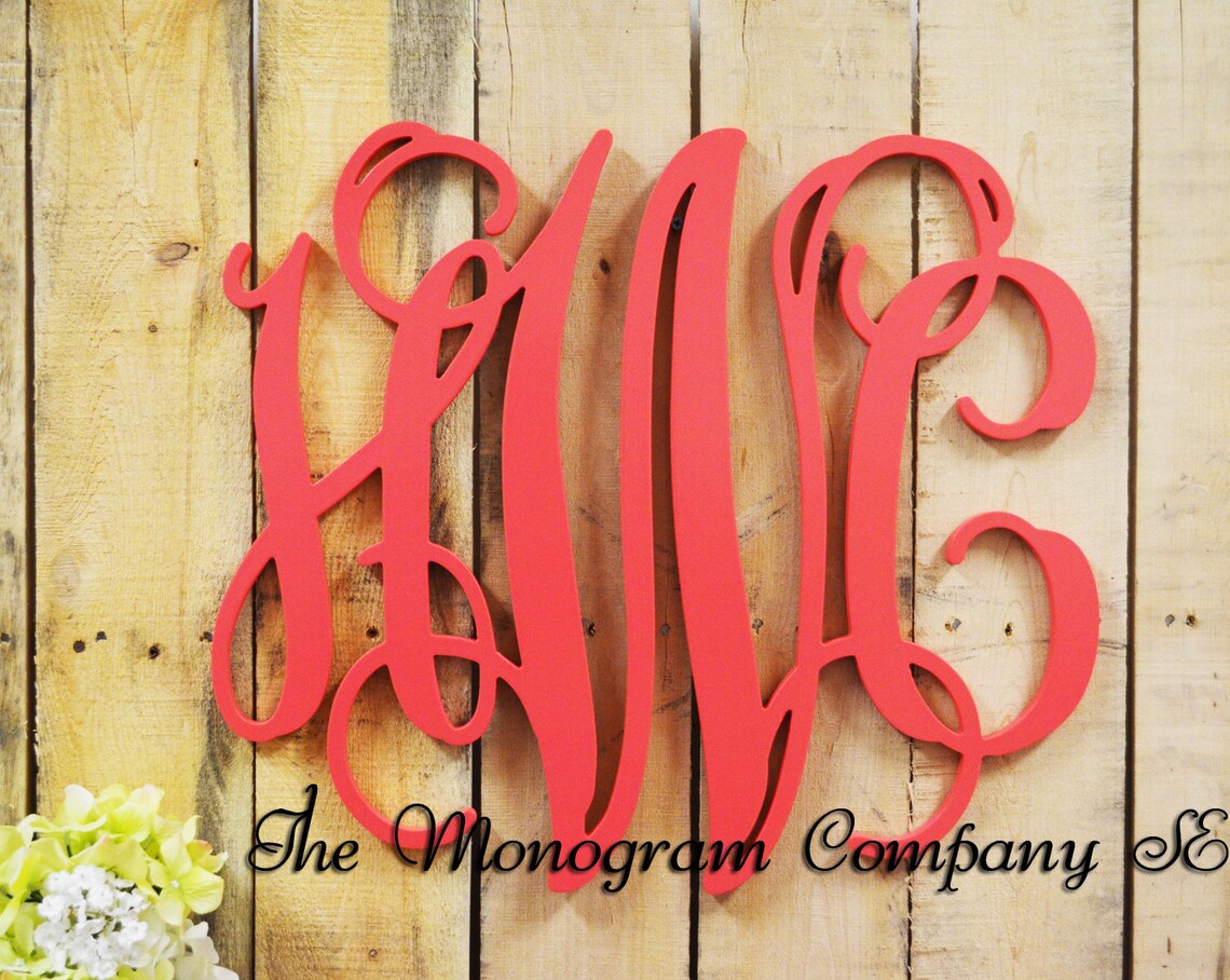 Nursery Decor Wooden Monogram Wall Hanging Wall Decor Vine Etsy