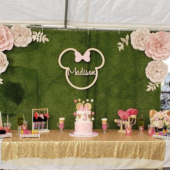 Custom Backdrop Birthday Decor Birthday Minnie Sign Mickey Etsy