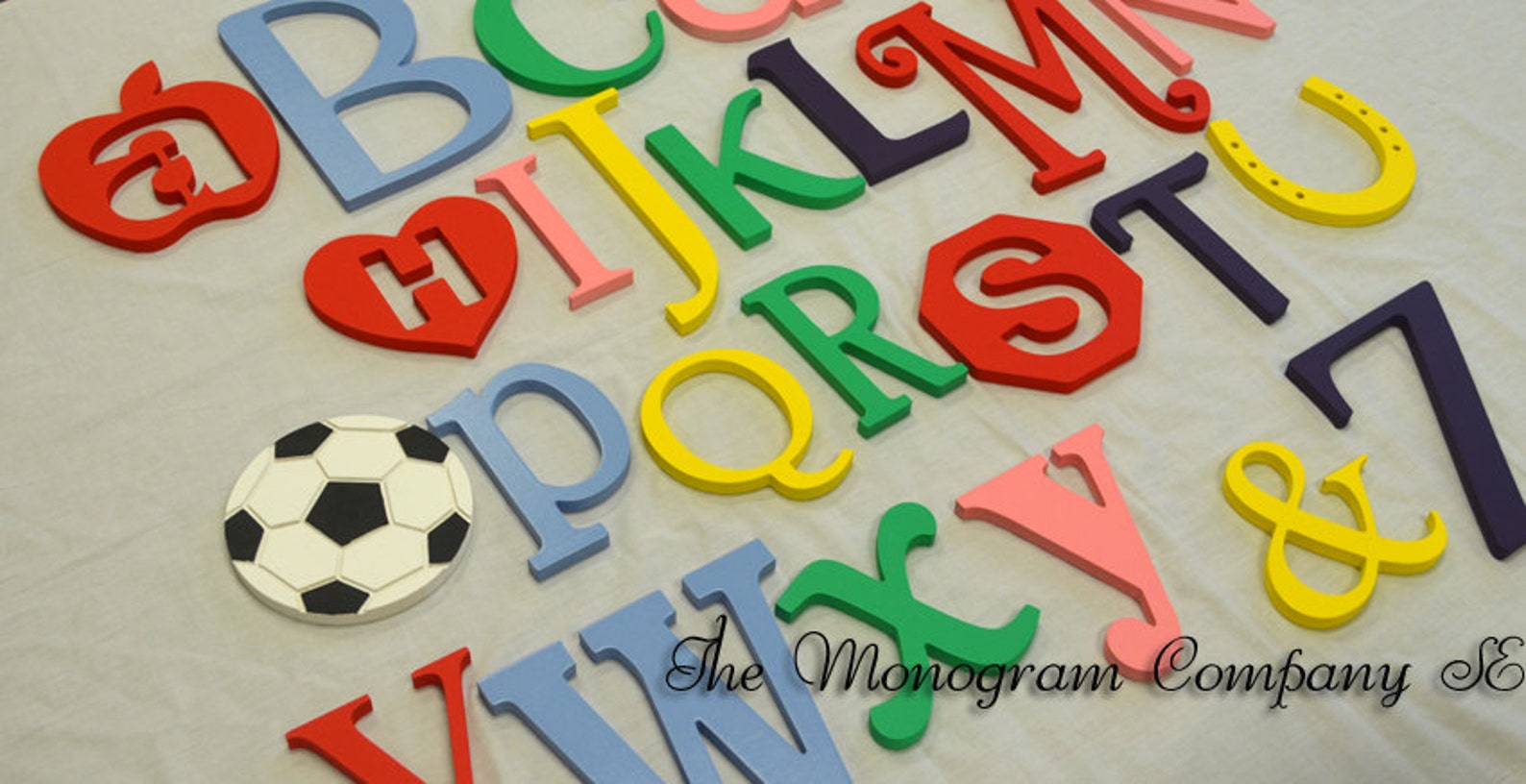 PAINTED Wooden Alphabet Set Wooden Wall Hanging Letters Etsy