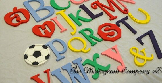 Alphabet Wooden Letters for Nursery ABC Sign, Alphabet Letters Set, Baby  Nursery Decor Letters for Wall Painted Alphabet Set Wall Hanging 