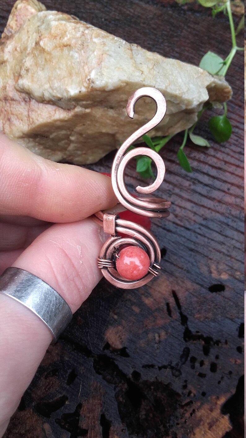 Simple Copper Wire Wrapped Ring With Jade Beadcopper Wire Etsy