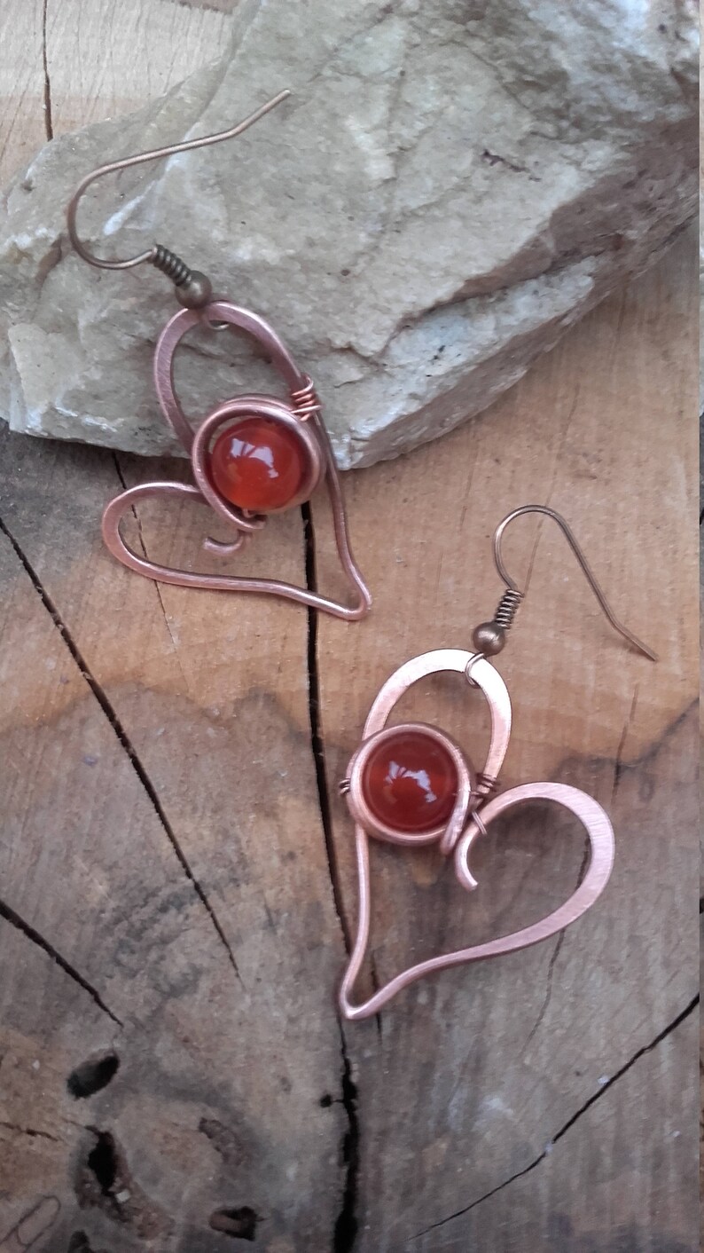 Sweet heart wire wrapped earringsLove earringsWire Etsy