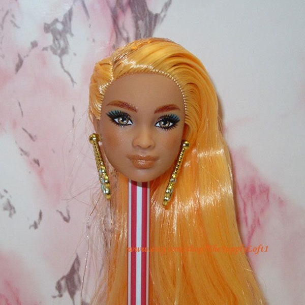 New Barbie Extra Fancy HHN14 Doll Head - Long Orange Hair - for Customization OOAK Repaint Reroot Replacement Parts Repair - TheSupplyLoft1