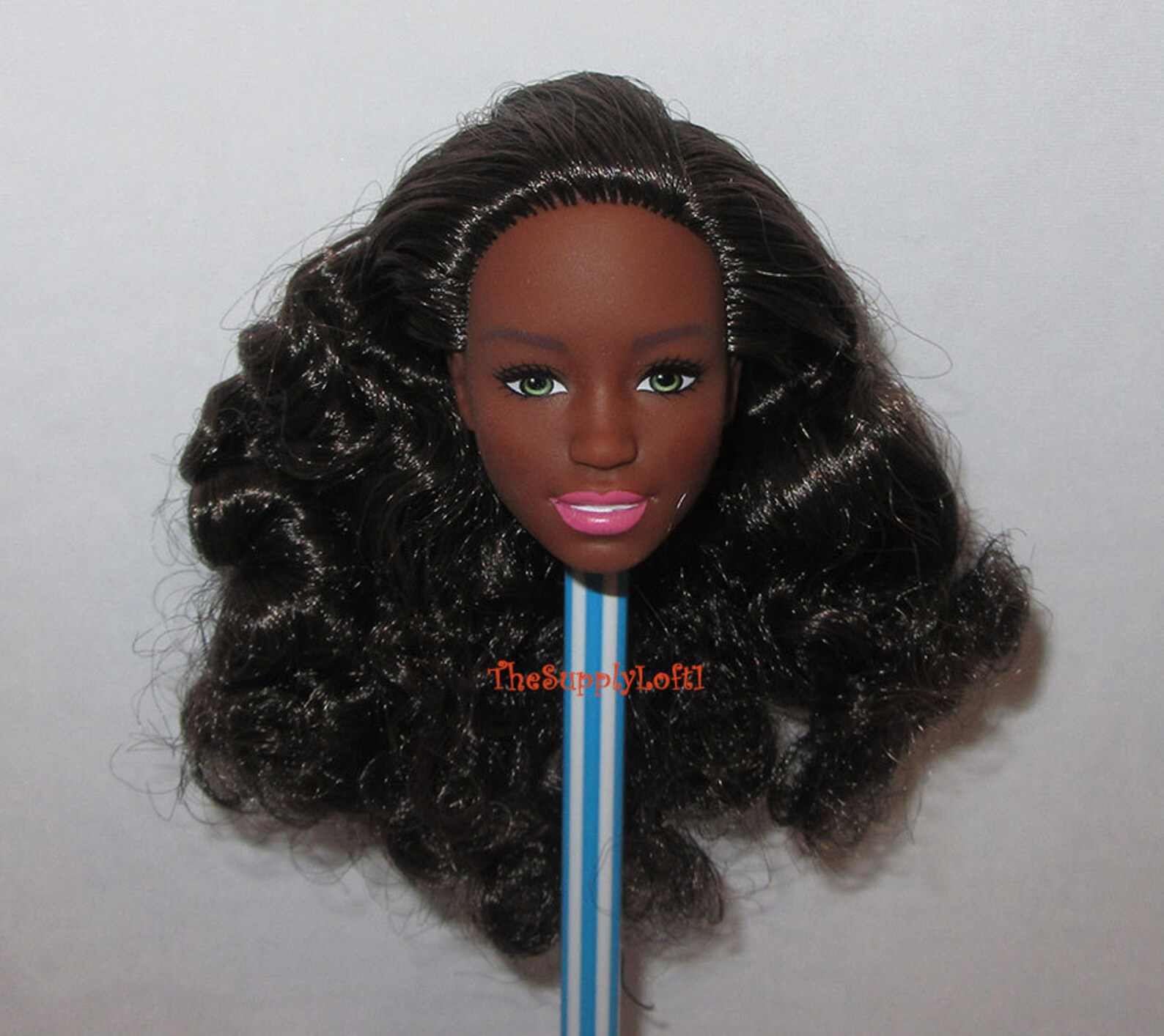 african american doll head with hair