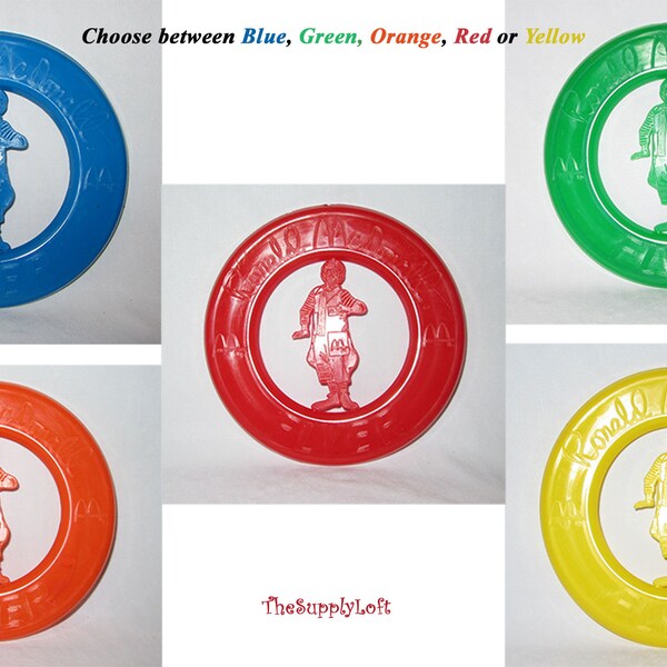 New Vintage Ronald McDonald's Happy Meal Frisbee - Choose Between Blue Green Orange Red or Yellow - Collectible Gift - TheSupplyLoft1