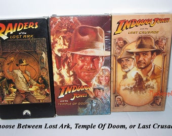 Vintage Indiana Jones VHS Movies Videos Choice of Raiders of the Lost Ark Temple of Doom or Last Crusade - Collectible Gift - TheSupplyLoft1