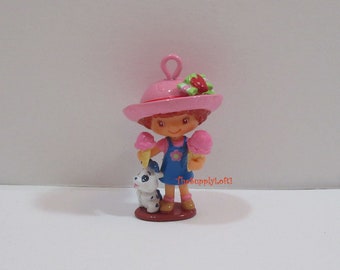 Vintage Strawberry Shortcake Figure with Berry Bitty Puppy and 2 Ice Cream Cones - Ornament or Pendant - Collectible Gift - TheSupplyLoft1